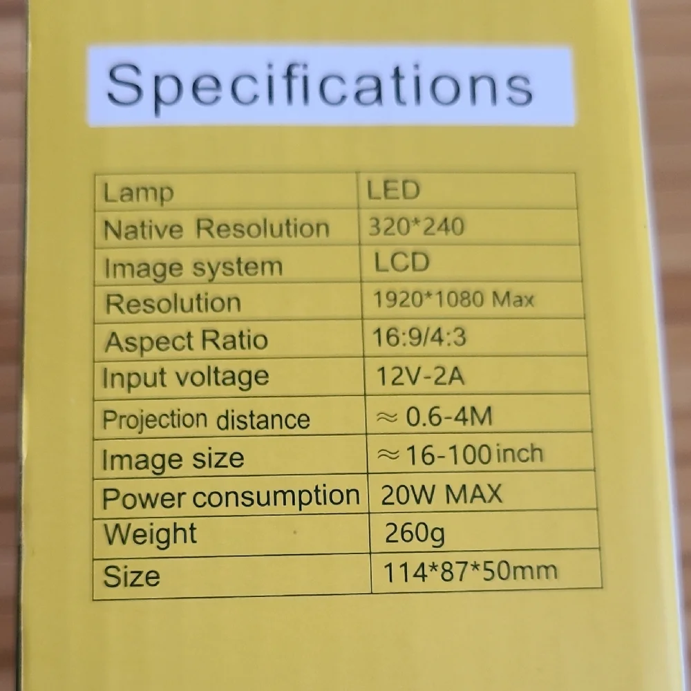 T300 Mini Projector in Yellow and Black